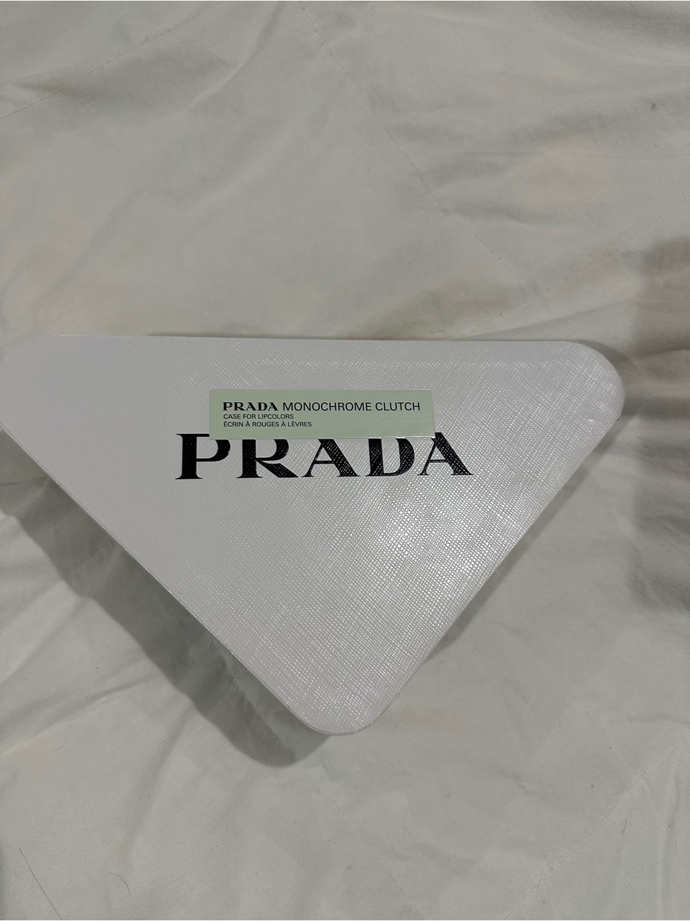 Prada White Triangle Monochrome Clutch